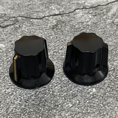 2x Black Bakelite Gold Line Wing Knob Vintage Style Medium Amp Guitar Pedal Pointer 6mm Solid Shaft image 1