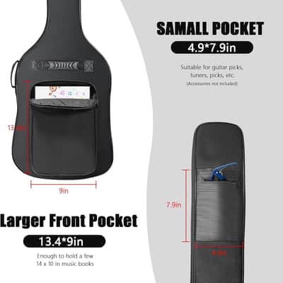 Bass Guitar Case, Bass Guitar Gig Bag 0.35 Inch Waterproof Thick Padding Backpack Soft Electric Bass Guitar Bag Dual Adjustable Shoulder Strap Pocket & Back Hanger Loop Black image 3