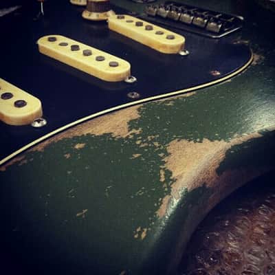 201707 :: Baldman's Relic "We Want You!" Stratocaster in Army Green :: Aged Vintage Roadworn image 9