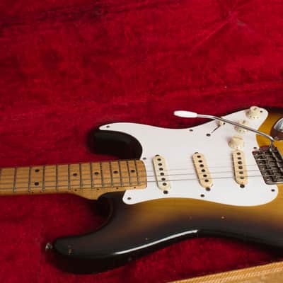 Fender  Stratocaster Solid Body Electric Guitar (1957), ser. #024071, original tweed hard shell case. image 25