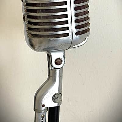 Vintage 1940s Shure Bros 55C Dynamic Microphone, works great, incl stand & cable image 11