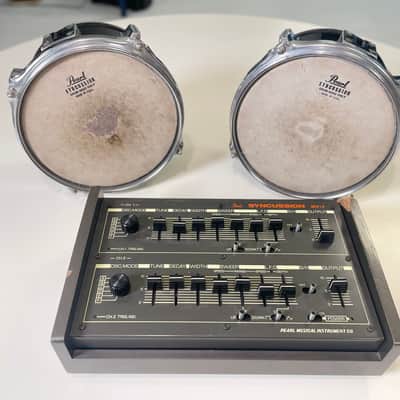 Pearl Syncussion SY-1 Late 1970s (1979) - Black with wood sides image 2