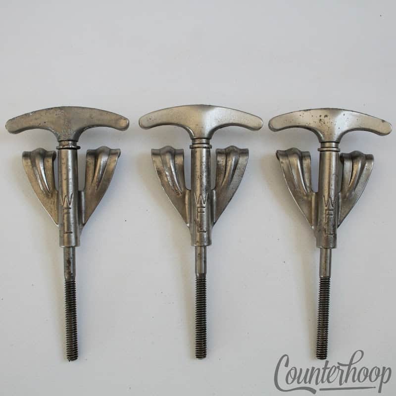 *Ludwig 3x Bass Drum Tension T-Rods+Claws 3 7/8"Nickel Vintage 50s WFL-Stamped* image 1