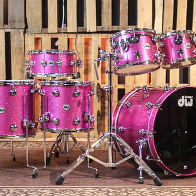 DW Collector's Cherry VLT Pink Sparkle Lacquer Drum Set - 22,10,12,14,16,14sn - SO#1291947 image 1