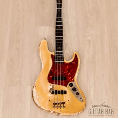 1964 Fender Jazz Bass Pre-CBS Vintage Bass Olympic White w/ Gold Hardware, Case image 2