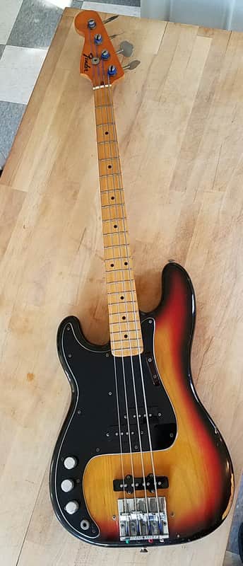 Lefty Fender  Percision Bass  1976 2-Color Sunburst w/ Maple Fretboard image 1