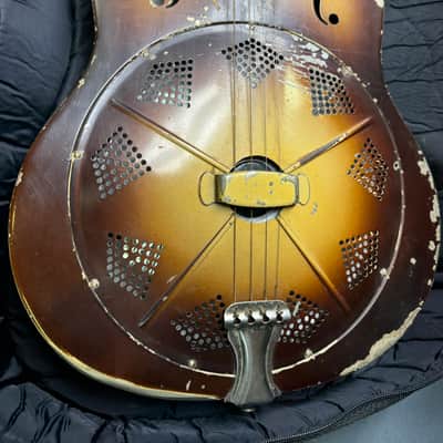 National Triolian Resonator Tenor-Steel Body-Brass Top 1930's - Walnut Burst #SR-814 image 2