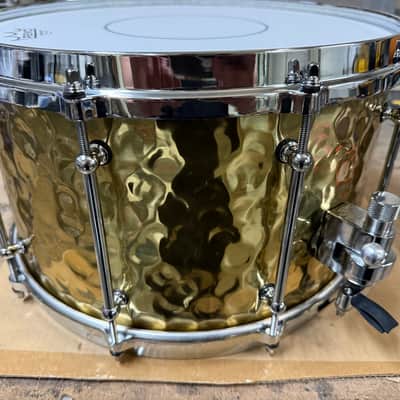 Dallas Drum 14x8 Hammered Brass Snare Drum 2025 - Hammered yellow brass image 2