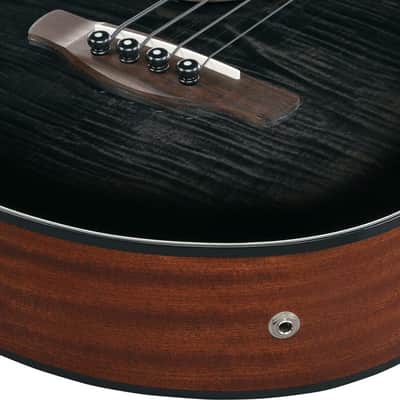Ibanez AEGB25E 4-String Acoustic-Electric Bass Guitar, Flamed Maple Top, Transparent Black Sunburst image 4