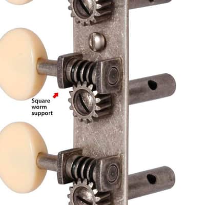 Golden Age Restoration Tuners for 12-String Slotted Peghead Guitar, Relic nickel with cream knobs image 3