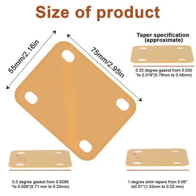 Guitar Neck Shims, Plastic Guitar Neck Plate for Guitar Neck Protection with 3 Taper 0.25°, 0.5° and 1° Guitar Neck Gasket for Bass Electric Guitar Neck Protection and Repair (Khaki) image 2