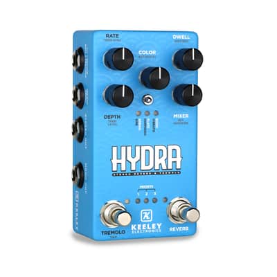 Keeley Hydra Stereo High-Fidelity Reverb & Tremolo Effects Pedal Dreamy & Accurate Sounding Spring, Plate, & Room Reverbs Vintage-voiced Harmonic, Vibrato, and Sine Tremolo image 7
