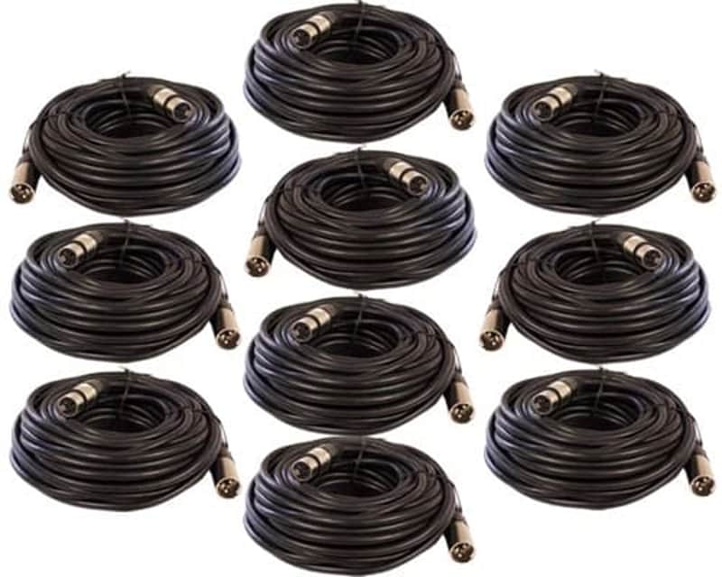 10 PACK LOT 3pin shielded XLR male female mic microphone extension cables 35 ft image 1
