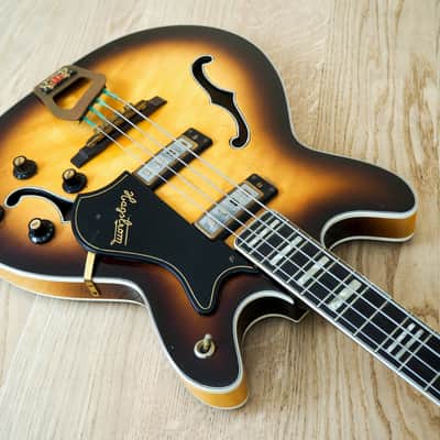 1968 Hagstrom Concord C-2 Deluxe Vintage Hollowbody Bass Guitar Ebony Board & Gold Hardware, Viking image 11