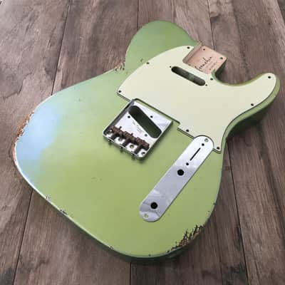 FRANCHIN Mars guitar body Relic Aged Lake Placid Blue Metallic turned green 100% Nitro Lacquer Cracks SS Basswood Telecaster-Tele-T-Style Made in Italy - Stock piece #22350826 image 7