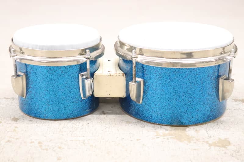 Ludwig Tunable Bongo Drums Vintage 1960's Blue Sparkle image 1
