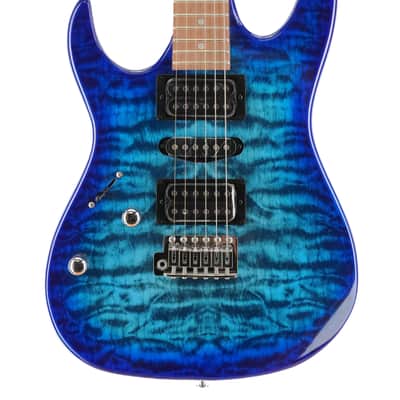 Ibanez GRX70QALTBB Left Handed Transparent Blue Burst image 1