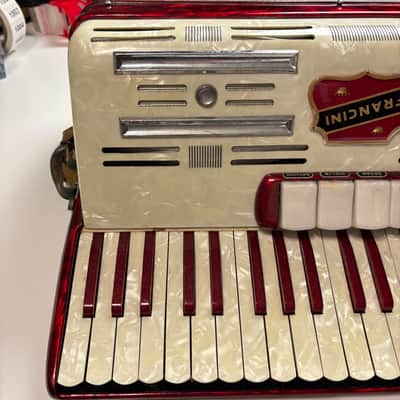 Vintage Near Mint Francini 120-Bass Accordion - Ruby & Mother of Pearl image 6