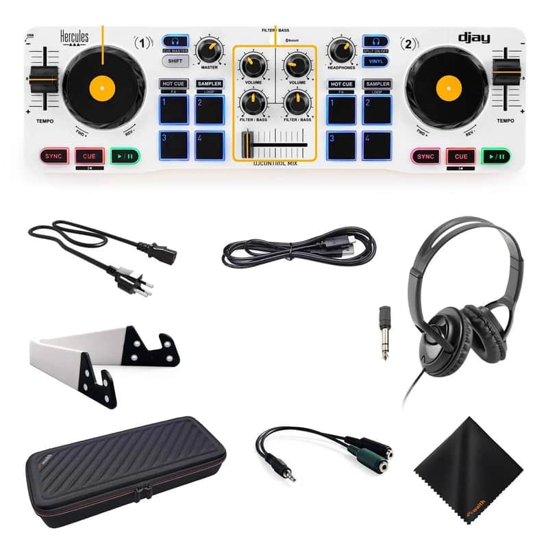 Hercules DJControl Mix Wireless DJ Controller Bundle – Headphones, Case & djay Software image 1