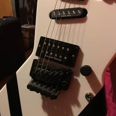 SOLD Gibson Explorer 90 Double w/HSC Matthias Jabs Scorpions Guitar white w/black stripes RARE image 2