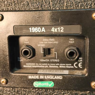 Marshall 1960A Lead 300-Watt 4x12" Angled Guitar Speaker Cabinet 1998 - Present - Black image 4