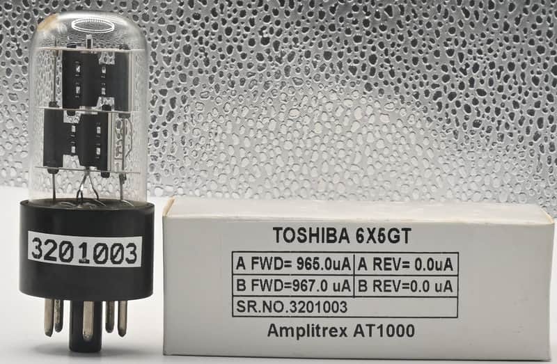 1x1950's Toshiba 6X5GT Black Plates Made in Japan Amplitrex Tested Tube image 1