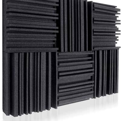 Acoustic Studio Absorption Foam Panel 12 Pack 2'' X 12'' X 12'' Broadband Sound Absorber image 1