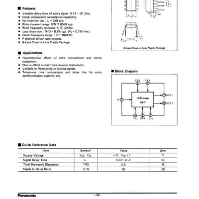 MN3007 NOS JAPAN - Original Panasonic Matsushita Bucket Brigade Device BBD 1024 - Single Device image 4