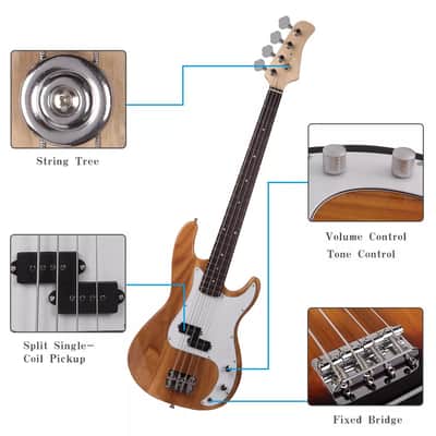 Exquisite Burning Fire Style Electric Bass Guitar Burly Wood Standard image 3