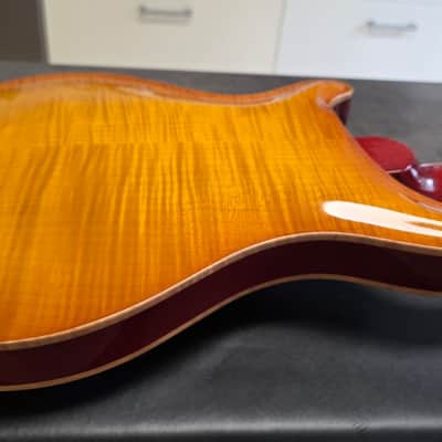 1999 PRS McCarty Hollowbody II 10 Top Moon Inlay Amber Vintage Sunburst Hollow Body Archtop AAA Figured Flame Curly Maple Ten Top Wide Fat 90s 1990's Electric Guitar Custom Inlays image 16