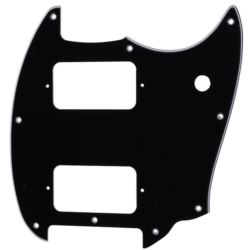 9 Holes Round Corner HH Guitar Pickguard 2 Humbuckers for Squier Bullet Series Mustang Electric Guitar, 3Ply Black image 1