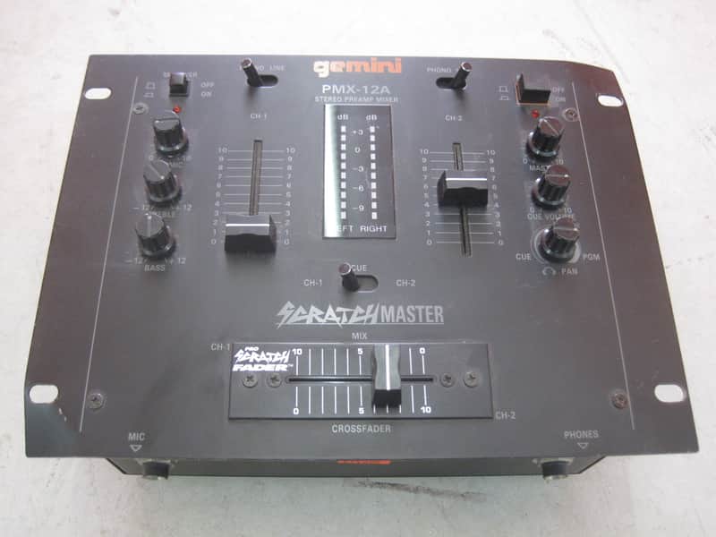 Gemini PMX-12A Stereo PreAmp DJ Mixer 2-channel ScratchMaster