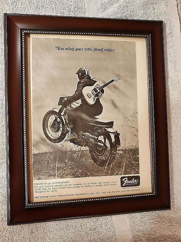 1966 Fender Guitars Promotional Ad Framed Fender Jaguar Original image 1