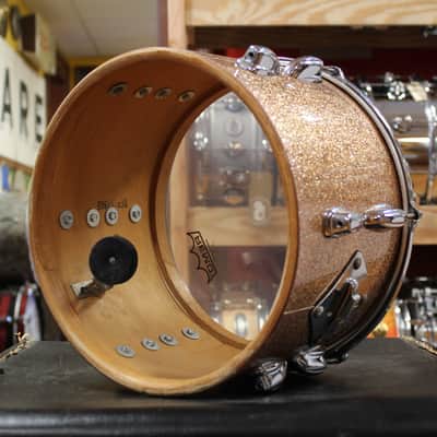 1966 Slingerland Modern Jazz Outfit in Sparkling Champagne Pearl 14x20 8x12 14x14 image 21
