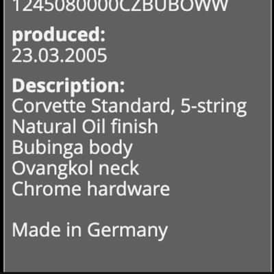 Warwick Corvette Standard Bubinga 2005 - Oil (German) image 12