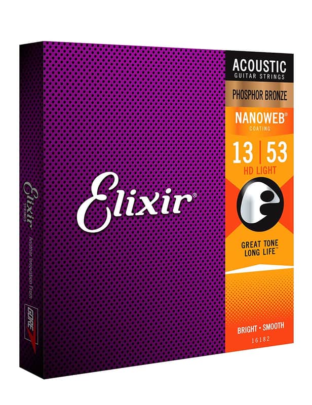 Elixir 16182 Nanoweb Phosphor Bronze Acoustic Guitar Strings - HD Light (13-53) image 1