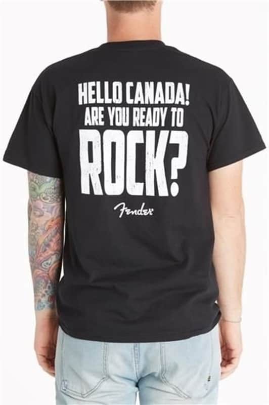 Mint Fender "Hello Canada! Are you ready to ROCK?" 100% Coton T-Shirt size XL image 1