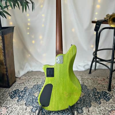 Offbeat Guitars "Jax 4" 32" Medium Scale Bass in Alien Green on Sandblasted Pine, Active EMG Pickups, Hipshot Hardware image 5