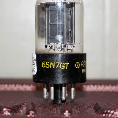 RAYTHEON 6SN7GT VT-231 PERFECT BALANCE BLACK PLATE SIDE D GETTER TEST NOS+ VINTAGE 1955 image 3