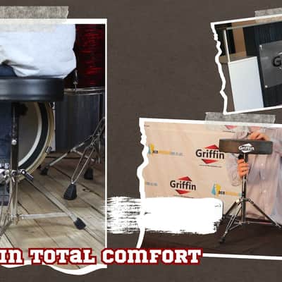GRIFFIN Padded Drum Throne (ChromeElite Edition) – Adjustable Height Drummer’s Stool with Double Braced Hardware for Practice, Studio, Guitar Chair & Percussion Use image 6