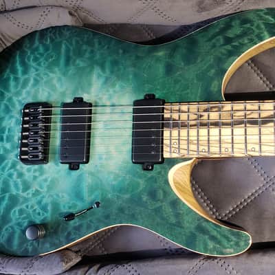 Mayones Aquila Elite S7 26.5" Reverse Headstock 4A QM top, Pale Moon Ebony Fretboard 16", Luminlay Offset Dot Inlays, Black Limba body, Wenge neck, Velvetrone Pickups image 14
