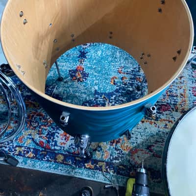 Sonor "Chicago" 3-Piece Drum Set 1965 - MF Marine Turquoise Satin image 11