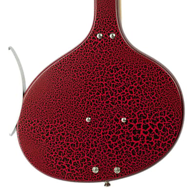 Used Jerry Jones Baby Sitar Red and Black Crackle w/Lipstick Pickup & Buzzmaster Bridge #NSN image 4