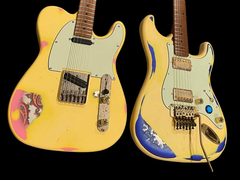 Billy Handy Junior’s Gas Station “RattleStrat” Relics - Olympic White Paisley Finish - w/ HSC - Partscaster Relic - S and T Style Set image 1