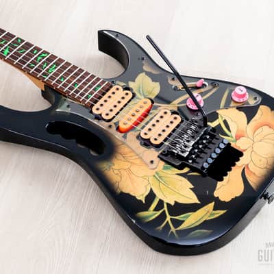 1997 Ibanez JEM77-FP Steve Vai Signature Vintage Guitar Black Floral Pattern image 10