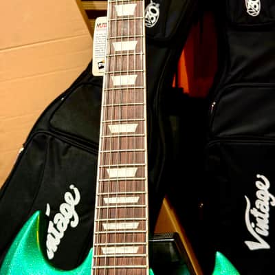 Vintage Guitars 30th Anniversary VS6 Electric Guitar with Vintage Style Vibrato  Green Metalflake image 5