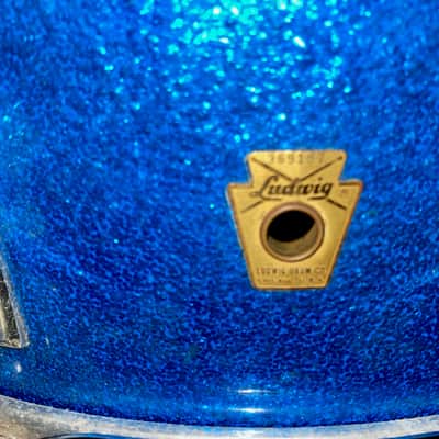 Ludwig No. 908 Jazz Festival 5x14" 8-Lug Snare Drum with Keystone Badge 1960 - 1968 - Blue Sparkle image 2