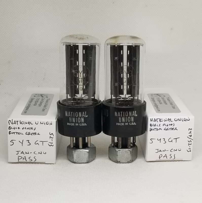 National Union JAN 5Y3GT Black Plate Matched Pair Rectifier NOS 5Y3 image 1