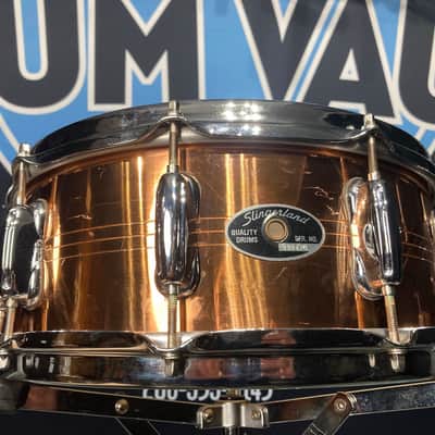 Slingerland - 5x14" Sound King, Lacquered Brass, 10-Lug Snare Drum, Zoomatic Throw-Off 1990s image 3