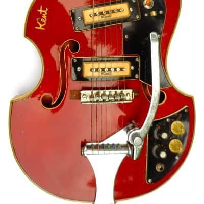 KENT  [Kawai/Teisco] 1967 Model 834  Violin-Shape HollowBody Cherry Red Stain - Original - Complete image 5
